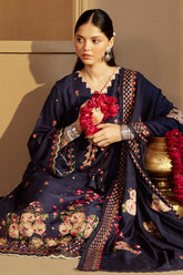CROSS STITCH - 3PC DHANAK EMBROIDERED SHIRT WITH DHANAK EMBROIDERED SHAWL AND TROUSER - HZG1958